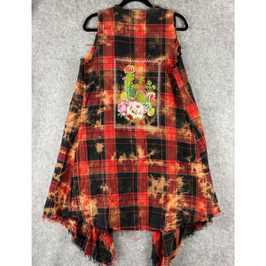 Savannah Jane Duster Vest Womens Small Embroidered Southwestern Grunge Boho NEW